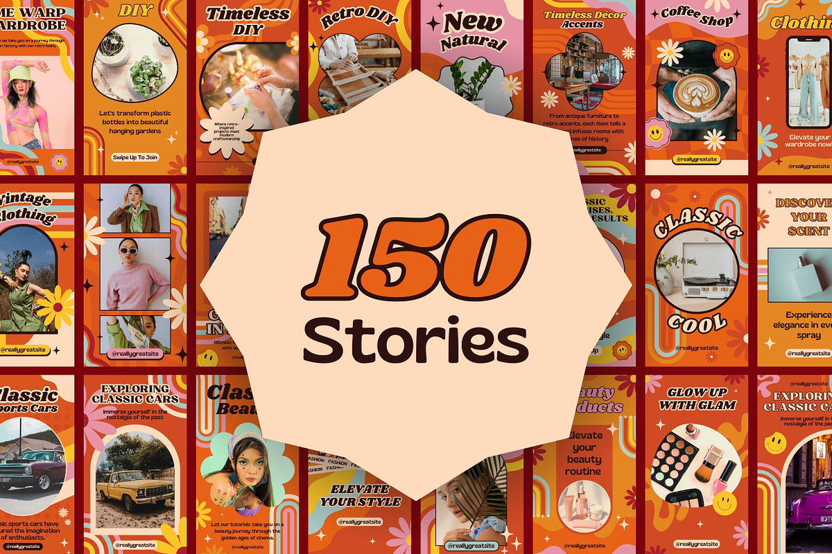 570 Retro Templates Canva Editable, a Design Template by TemplateCastleStore (Photo 5 of 10)