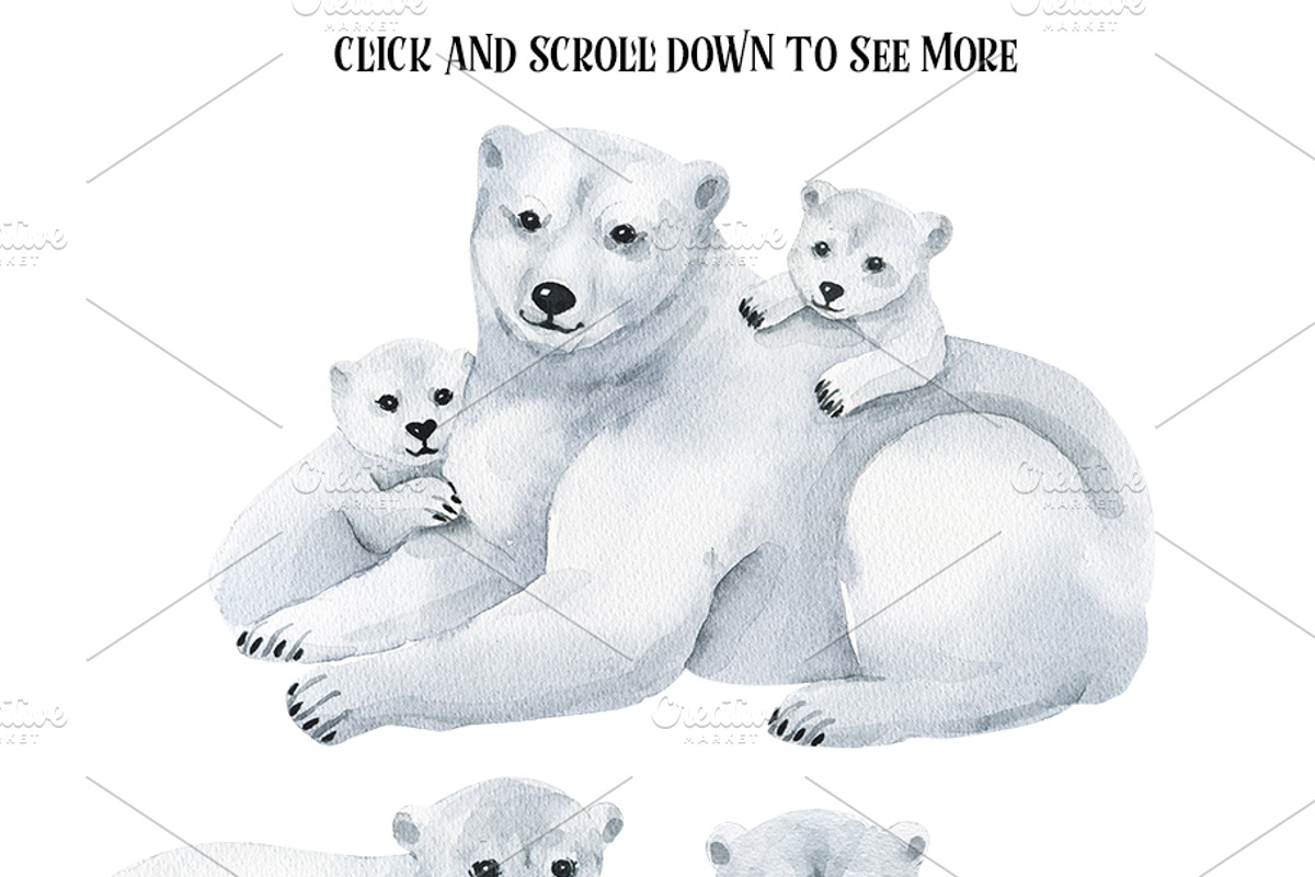 Polar bears-watercolor illustrations, an Animal Illustration by KatBranchArt (Photo 2 of 5)