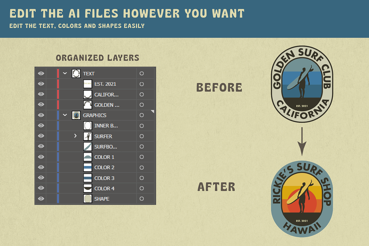 Vintage Beach & Surf Logo Templates, a Branding & Logo Template by Golden Vision Studio (Photo 3 of 7)