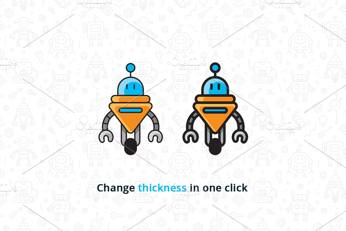 6 Cute Robot Characters, an Animal Illustration by Manudesign (Photo 4 of 4)