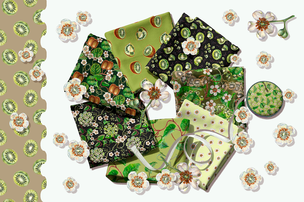 KIWI PATTERNS, botanical watercolor, a Decorative Illustration by EL_SUHOVA (Photo 12 of 13)