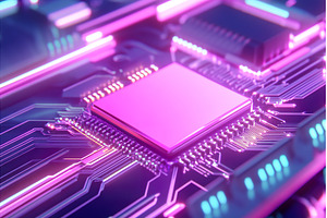 Futuristic glowing microchip with, a Technology Photo by Lermont51