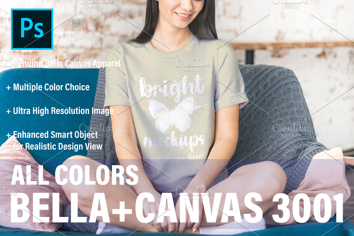 Bella Canvas 3001 Mockup Bundle, a Shirt Mockup by BrightMockups (Photo 3 of 5)
