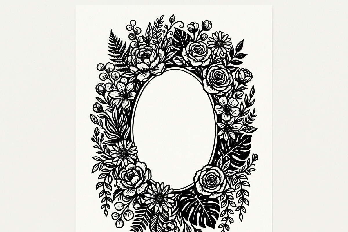 50 Elegant Floral Oval Mirror Frame, a Decorative Illustration by Amazin_art (Photo 20 of 34)