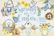 Spring into Easter Clipart Set., a Seasonal Illustration by Happy Sloth Graphics (Thumbnail 1 of 17)