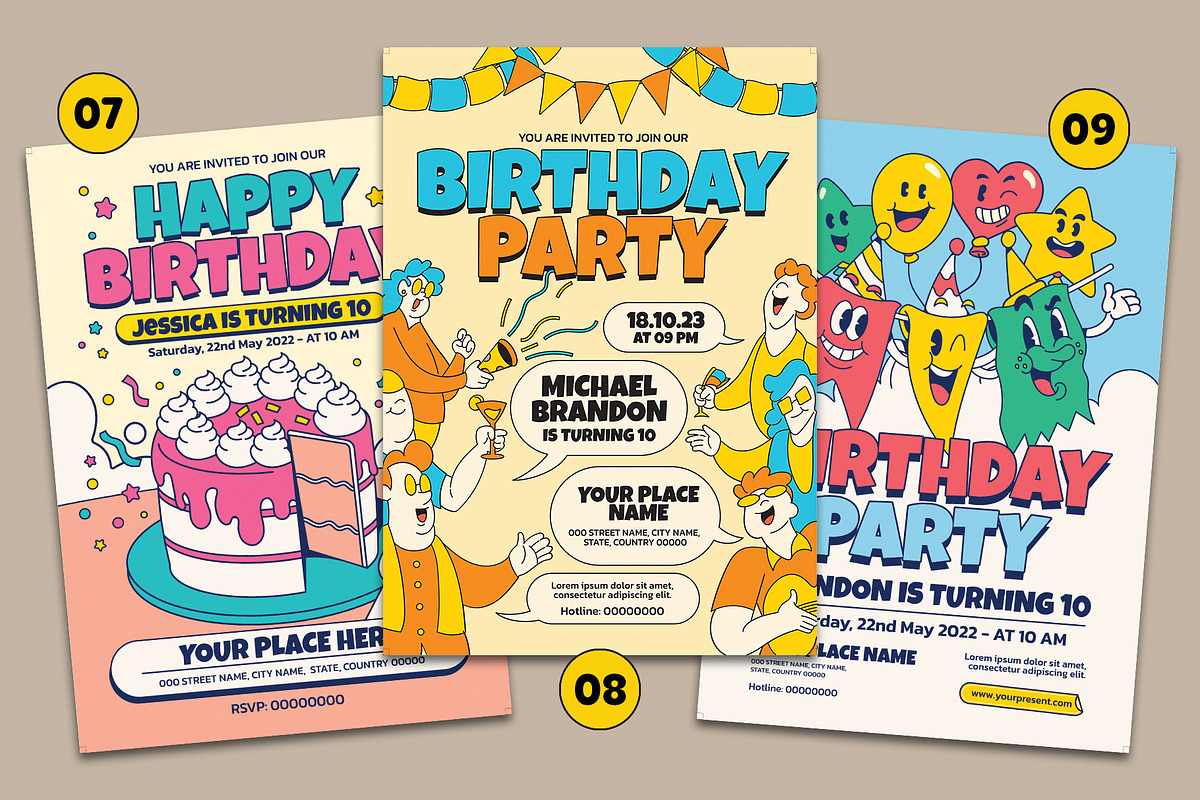 Happy Birthday Flyer (15 Assets), a Flyer Template by Graptail (Photo 4 of 6)