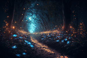 Fantasy Forest At Night