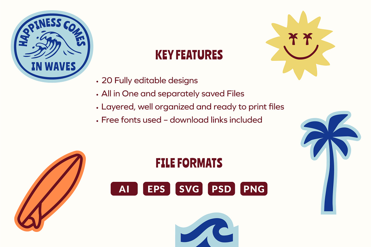 Retro Surf Badge Collection, an Object Graphic by cd-design.co (Photo 8 of 8)
