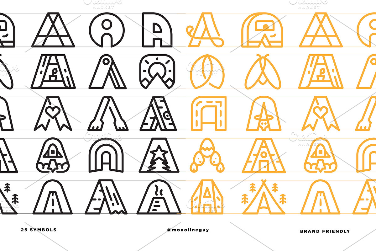 Letter A Logo Bundle: 25 Minimalist, a Decorative Illustration by The Monoline Guy (Photo 3 of 4)