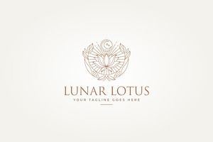 flower with crescent moon logo, a Branding & Logo Template by Blazybone