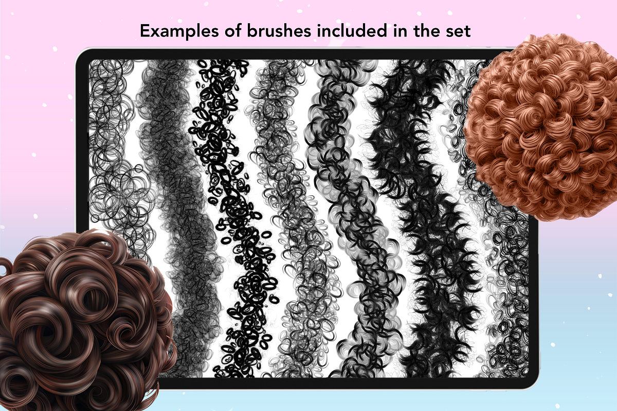 Procreate Curly Hair Brushes, a Brush Add-On by Revabrush (Photo 5 of 8)