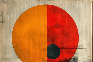 Abstract artwork featuring a large orange and red circle above d, a Decorative Illustration by ImageMir