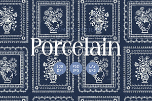 Seamless Blue Porcelain Pattern, a Pattern Graphic by Talip Memis