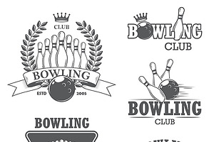 Set Of Vintage Bowling Logos Templat