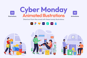 Animated Cyber Monday Illustrations, an Emoji Icon by Vectors Market