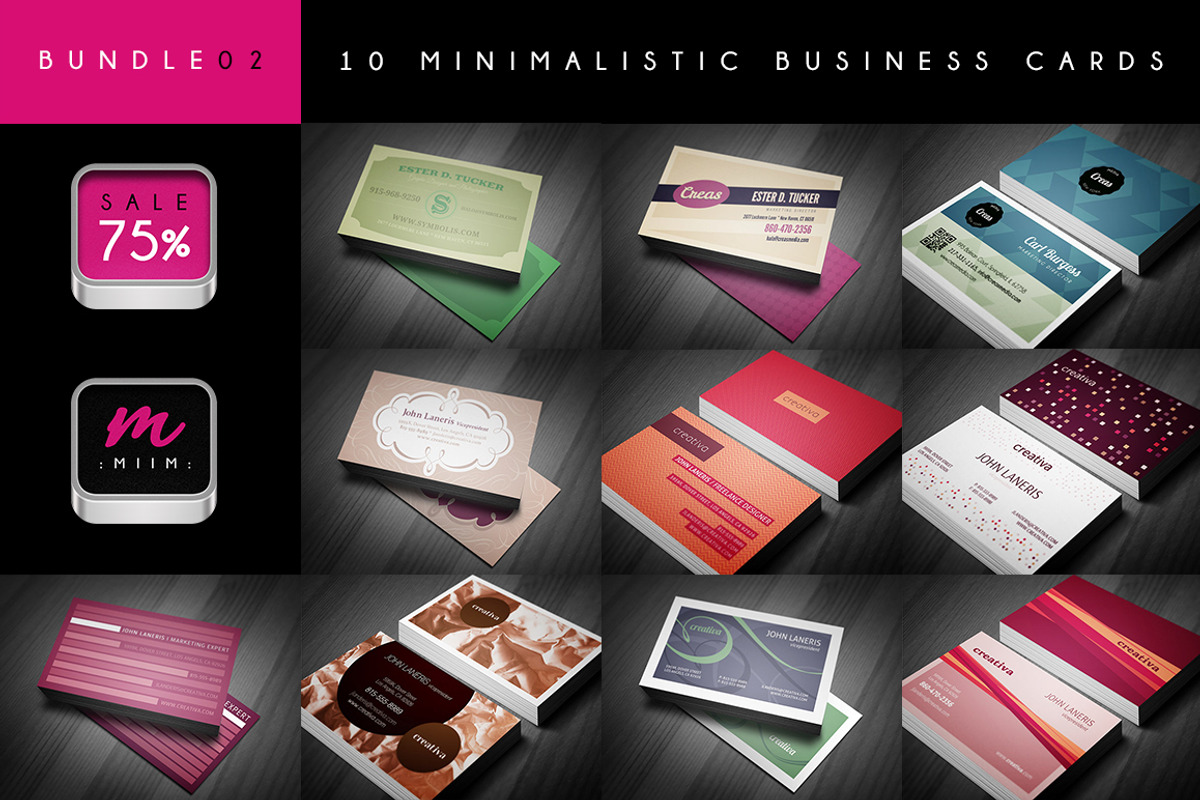 (Sale -75%) Business Cards Bundle 02, a Business Card Template by MIIM (Photo 1 of 4)