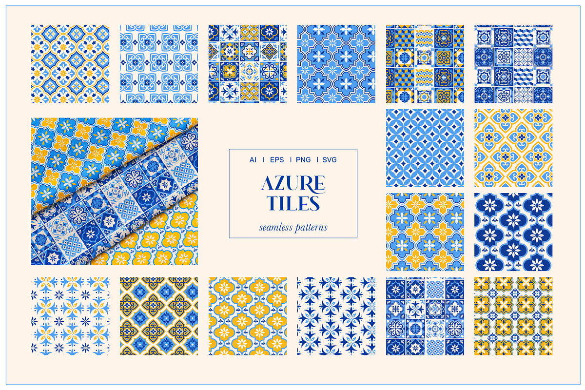 Azure Tiles Patterns & Brushes, a Pattern Graphic by Marish (Photo 3 of 9)