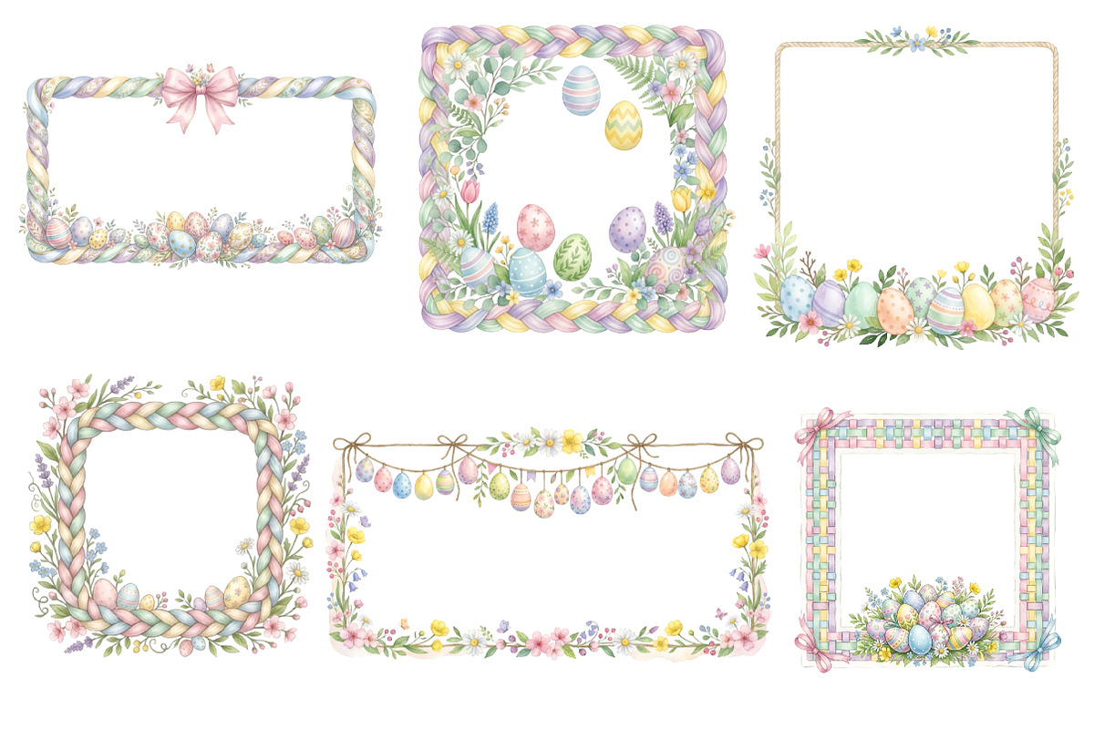 Watercolor Easter Frame Clipart Bund, an Illustration by GatewayDesign (Photo 3 of 4)