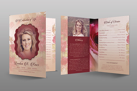 Vintage Rose Funeral Program