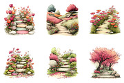 Spring Flowers Pathway Clipart, an Illustration by CreationArt (Thumbnail 4 of 7)