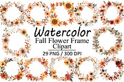 Fall Flower Frame Clipart, an Illustration by Design Market (Thumbnail 1 of 3)