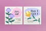 Pink Floral Spring Square Banner, an UI Kit Template by graphicook (Thumbnail 4 of 5)