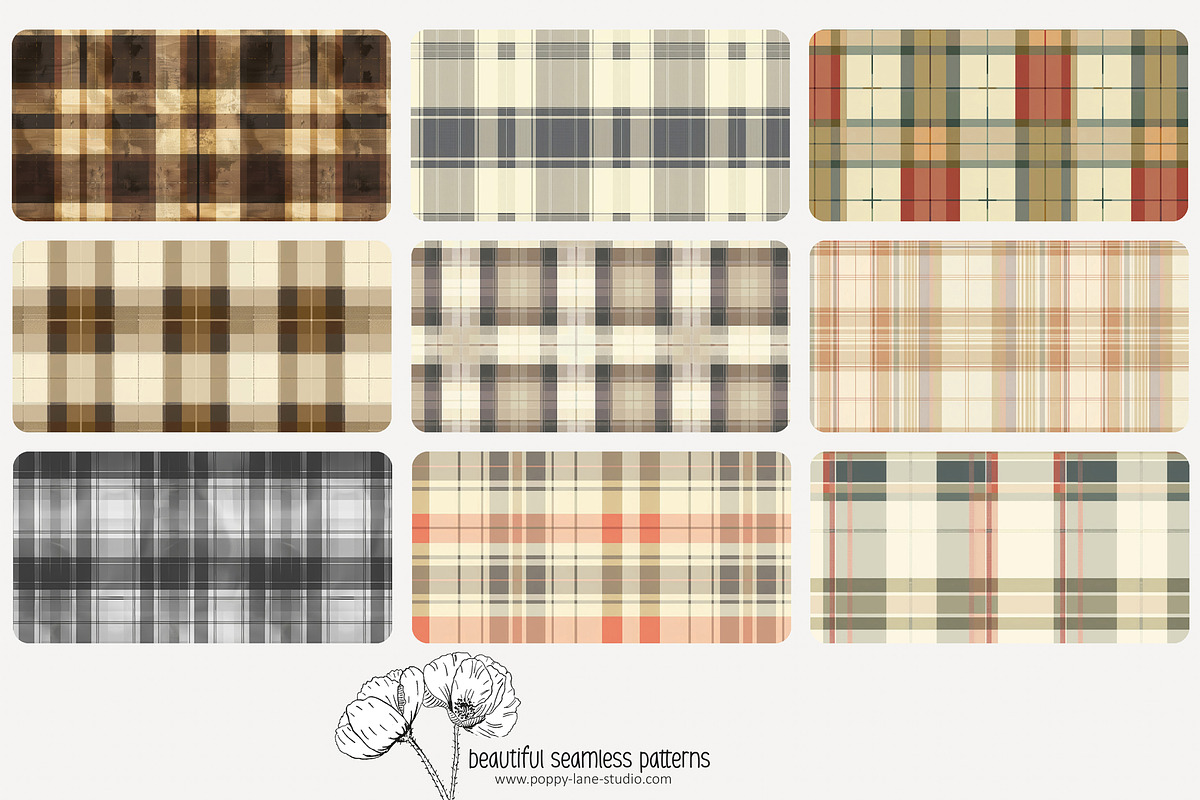 80 neutral plaid seamless pattern, a Pattern Graphic by Poppy Lane Studio (Photo 5 of 11)