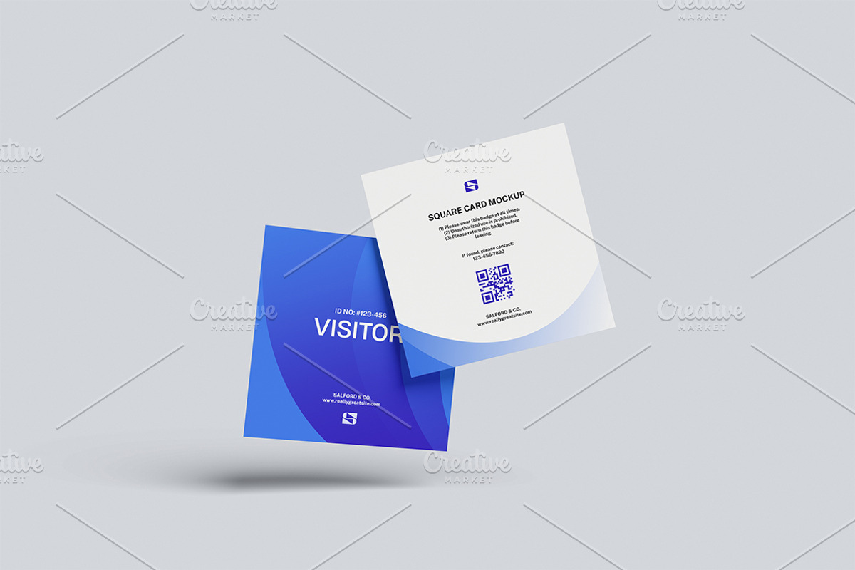 Square Visitor Badge Card Mockup, an Advertising Mockup by Gatamotion (Photo 2 of 5)
