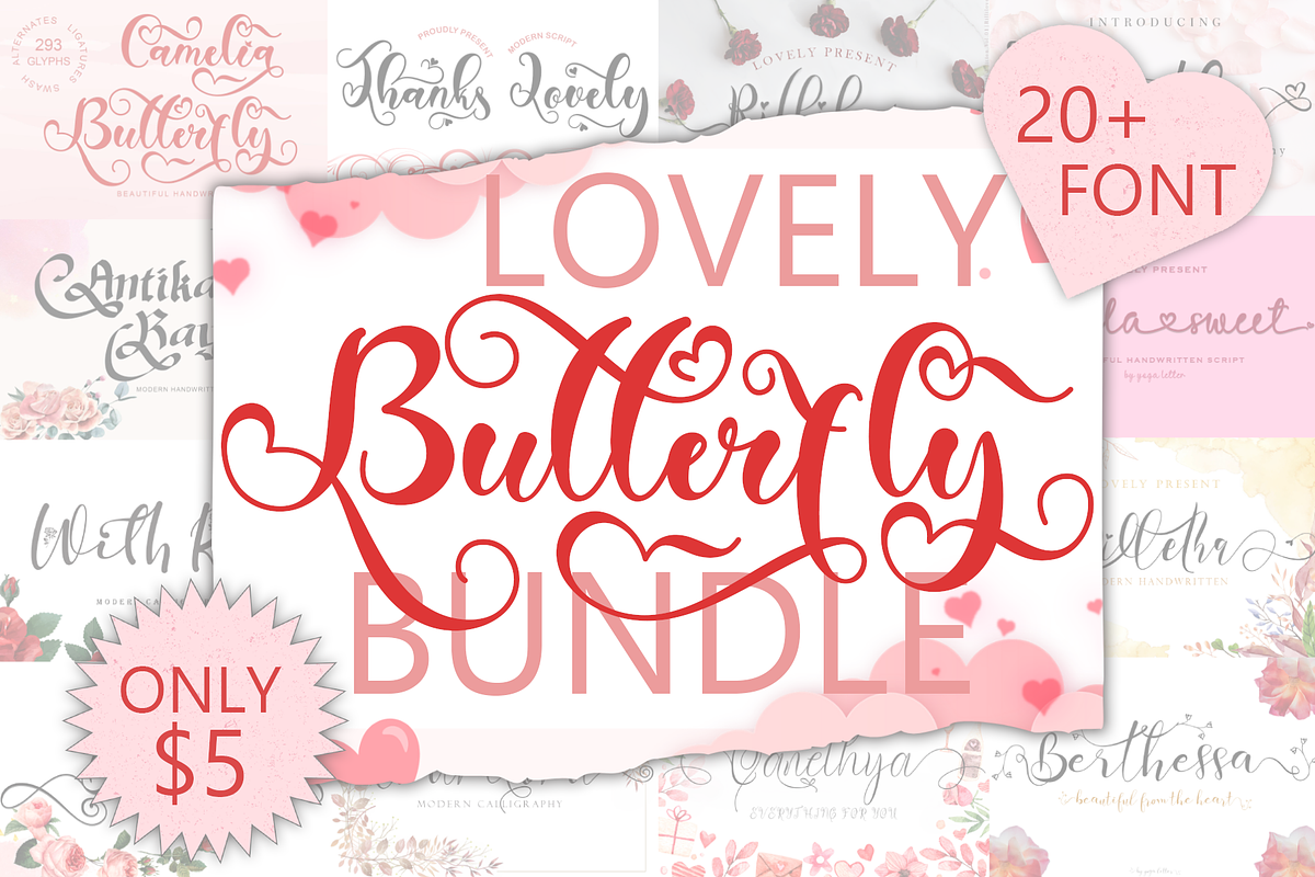 Lovely Butterfly Bundle, a Handwritten Font by Yoga Letter