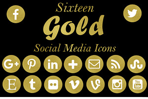 Gold Foil Social Media Icons 