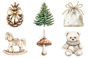 Watercolor Neutral Christmas Clipart, a Seasonal Illustration by CitraGraphics (Thumbnail 3 of 6)