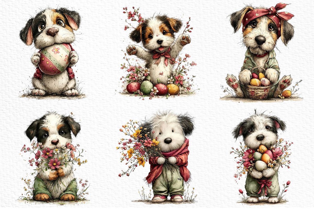 Whimsical Easter Dogs Clipart Png, an Illustration by Craft Nest (Photo 6 of 11)
