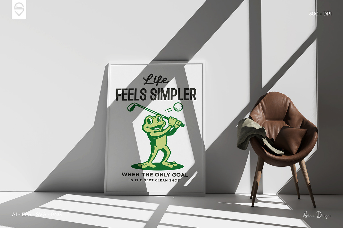 Cartoon Frog Golfer T-Shirt Design, a Sport Illustration by shaondesigns (Photo 5 of 6)