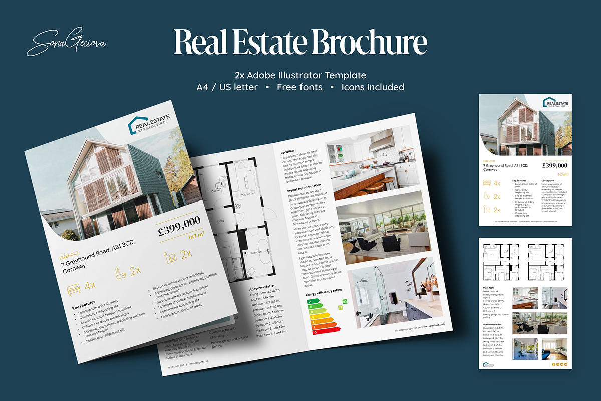 Real Estate Flyer & Bifold Brochure, a Brochure Template by SonaGeciova (Photo 1 of 5)