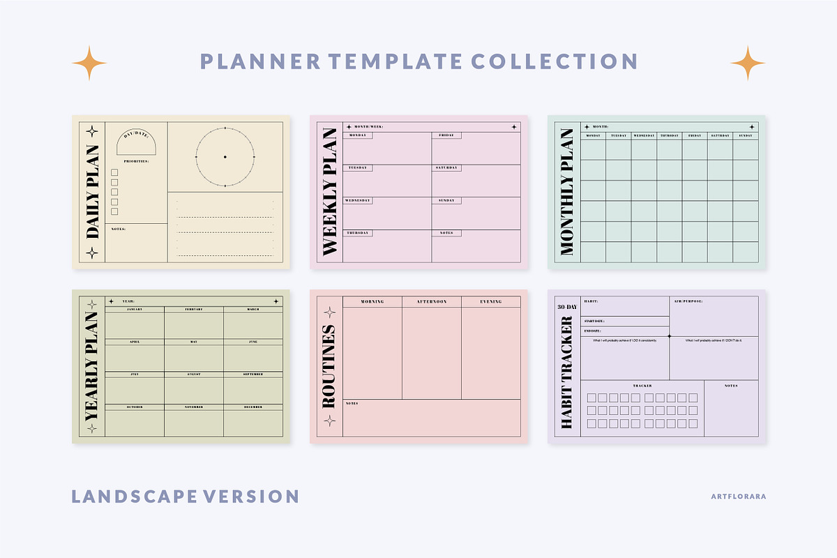 Daily, Project, Goal Planner Set, a Stationery Template by Artflorara (Photo 6 of 8)