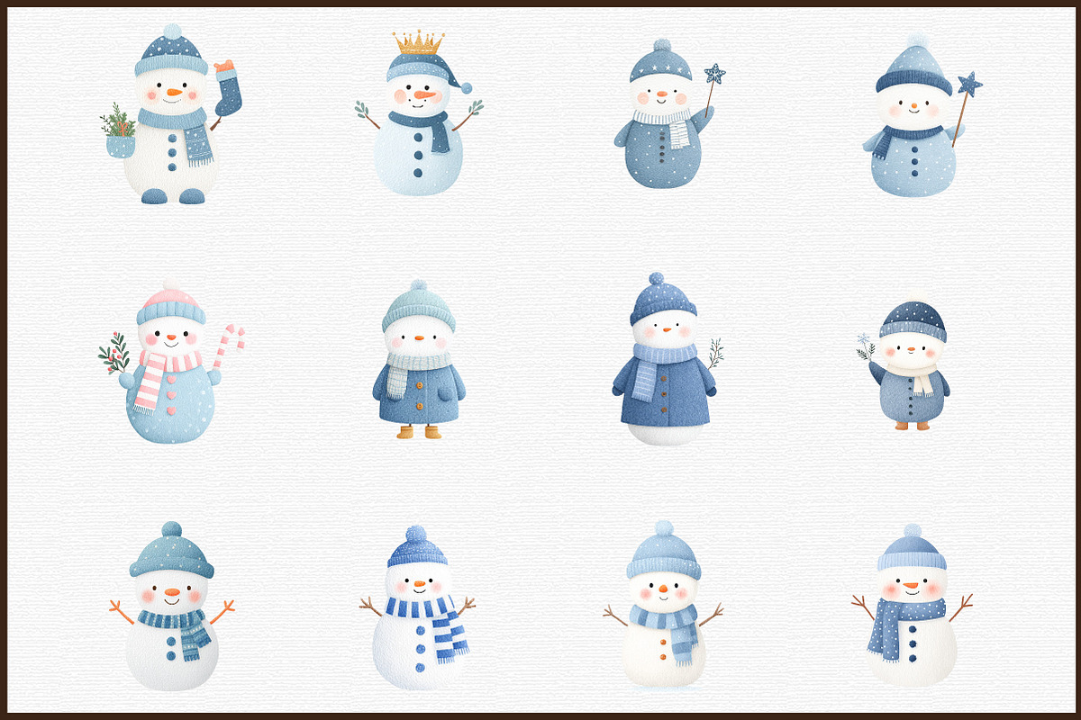 Christmas Winter Blue Snowman Clipar, an Illustration by Sublimation Artist (Photo 3 of 6)