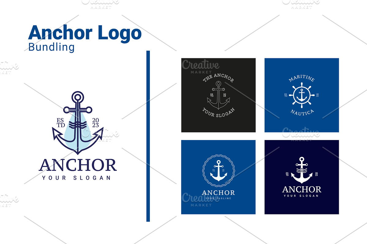 Nautical Anchor Badge Logo Bundle, a Branding & Logo Template by Dyn Studio (Photo 1 of 6)