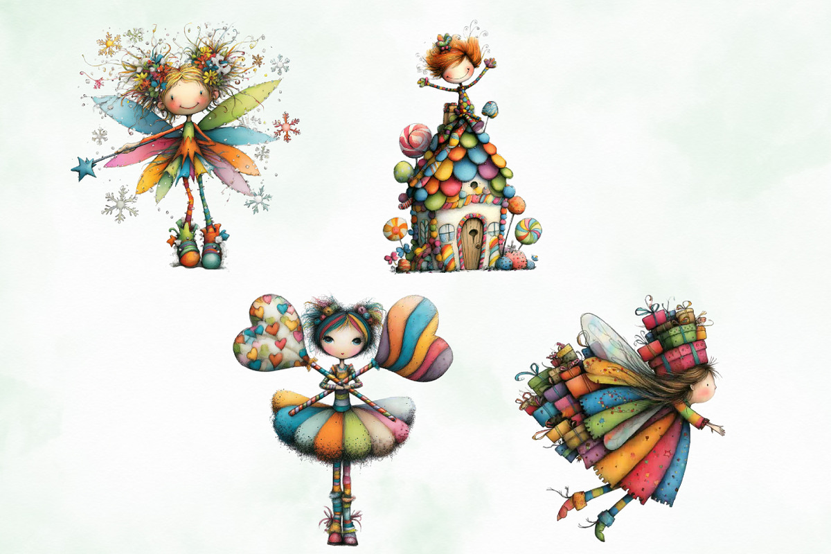 Whimsical Christmas Fairy Clipart, an Illustration by Creative Art (Photo 8 of 12)