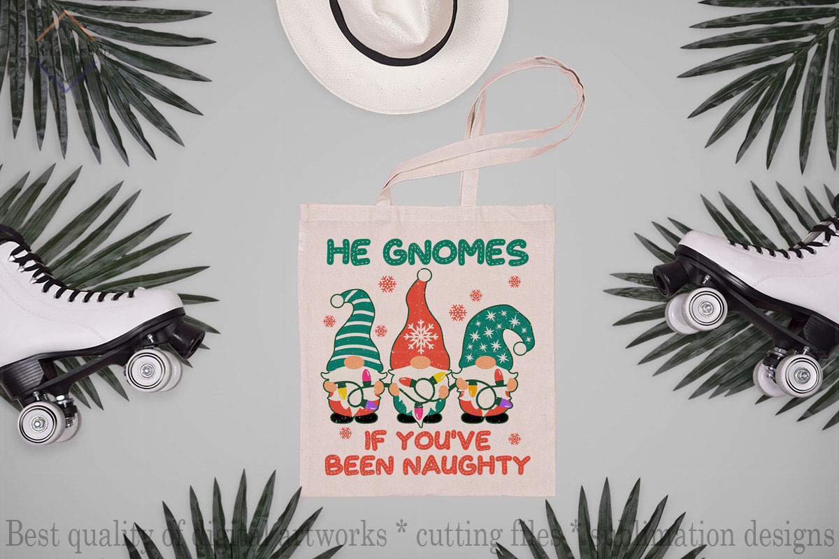 He Gnomes If You've Been Naughty png, a Decorative Illustration by DiamondShop (Photo 6 of 7)