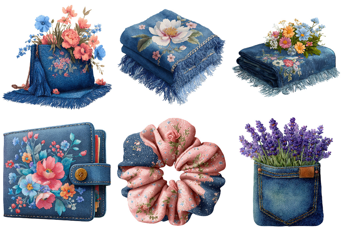 Vintage Denim Clipart, an Illustration by Craft Nest (Photo 5 of 6)