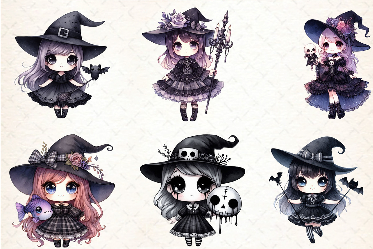 Cute Witch Halloween Girl PNG Clipar, an Illustration by DreamCafeArt (Photo 2 of 5)