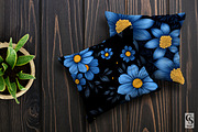 Dark Blue Flowers Seamless Patterns, a Pattern Graphic by Creative Store (Thumbnail 3 of 5)