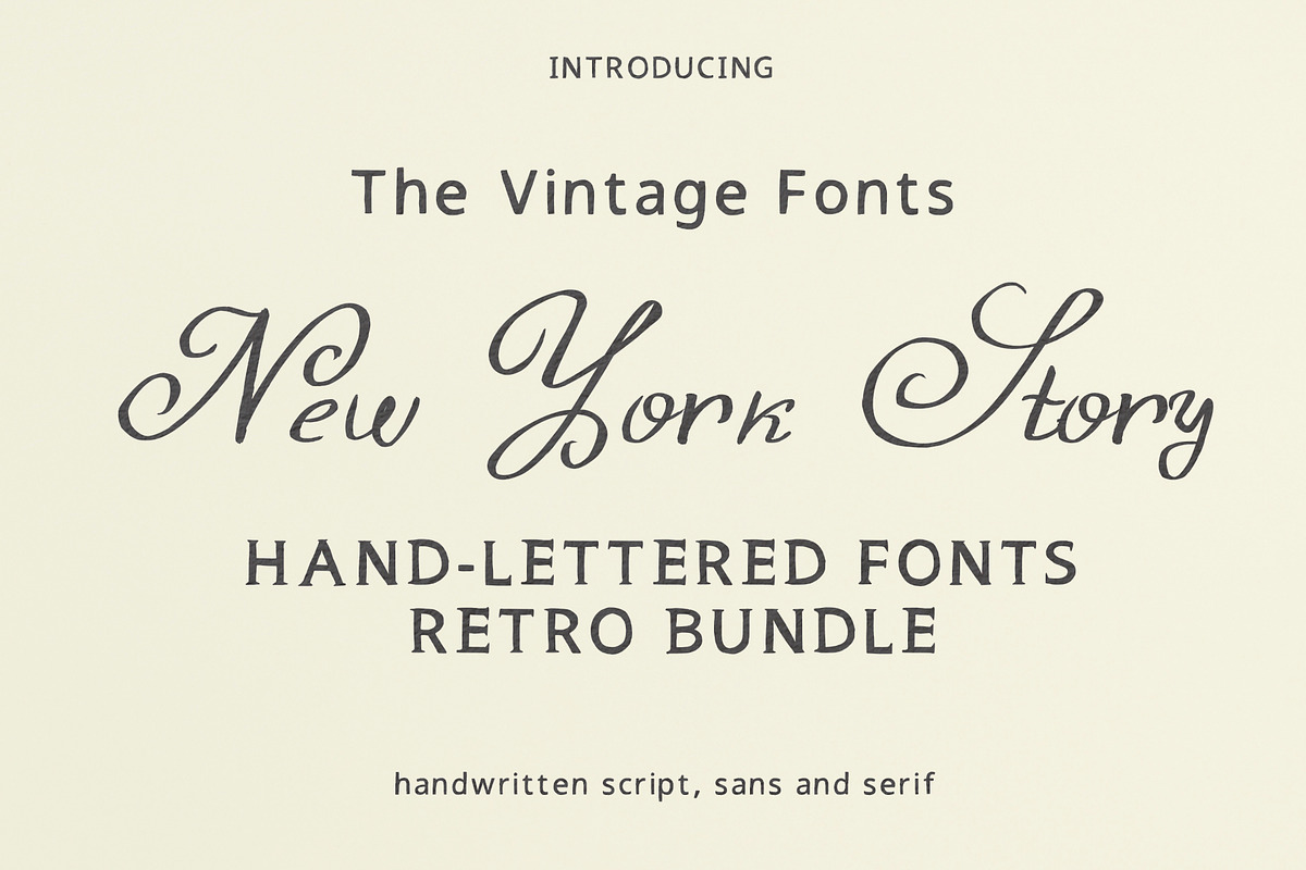 4 in 1 New York Story Retro Fonts, a Script Font by Ashiya Pixel (Photo 1 of 19)