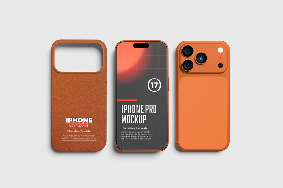 Phone 17 Pro and Case Mockup, an iPhone Mockup by GraphicWindow (Photo 4 of 6)