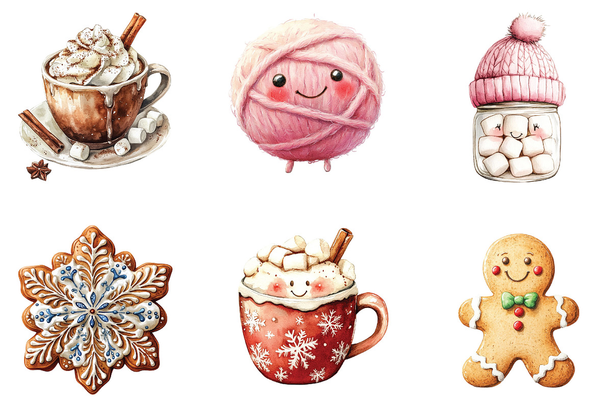 Hot Cocoa and Gingerbread Cliaprt, a Seasonal Illustration by Designking (Photo 3 of 5)