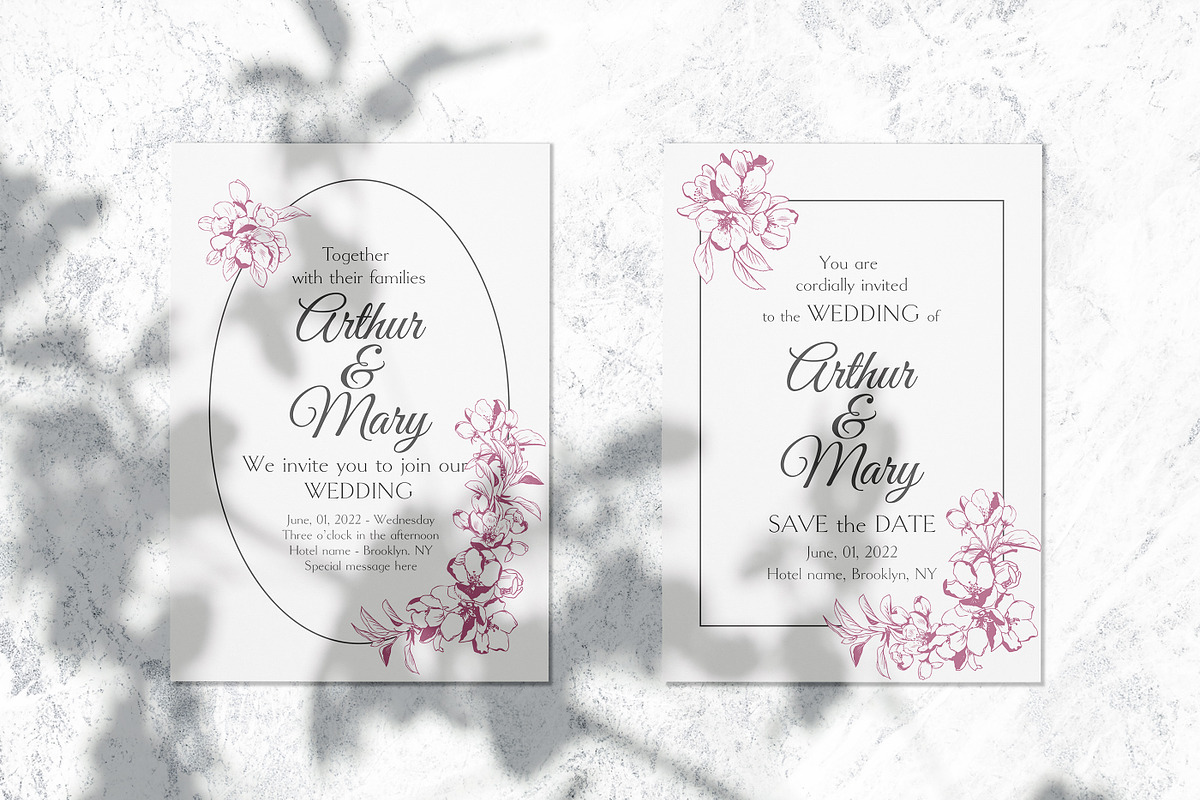 Apple blossom wedding design bundle, an Invitation Template by Doodle emporium (Photo 5 of 6)