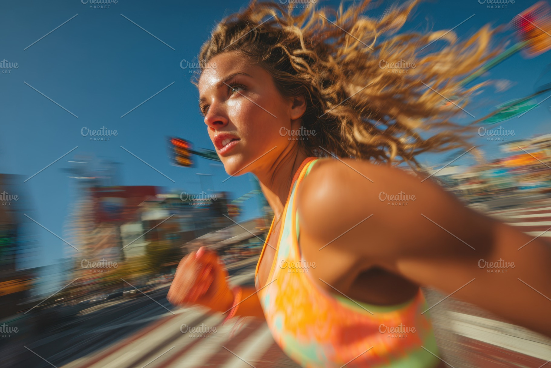 Woman running in city wearing sport uniform, a Sports & Recreation Photo by AlyaAnd