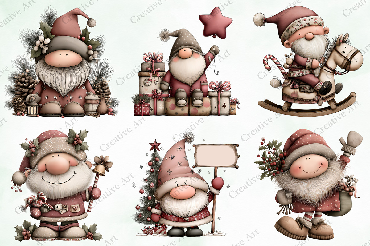 Watercolor Christmas Santa Clipart, an Illustration by Creative Art (Photo 7 of 9)