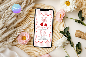 Cherry On Top Phone Invitation, an Invitation Template by VeliusCreativeStudio