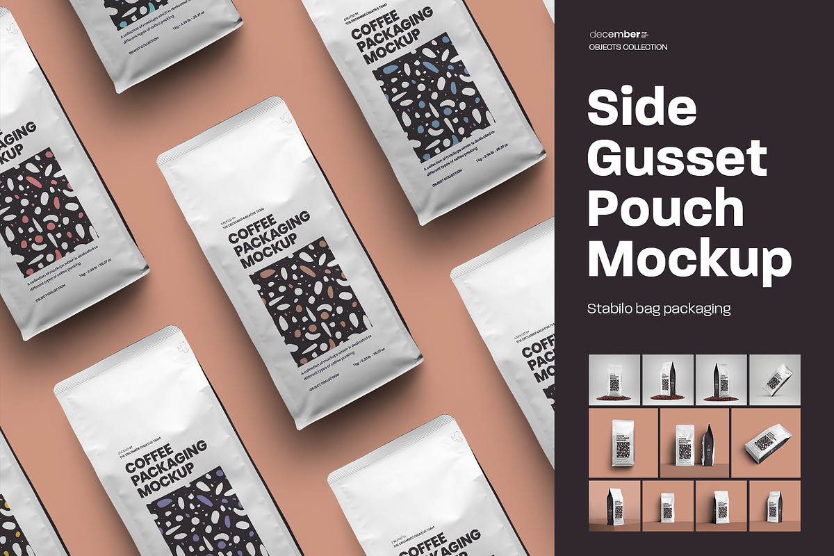 Side Gusset Pouch Coffee Mockups, a Packaging Mockup by Grow Design Craft Studio (Photo 1 of 6)